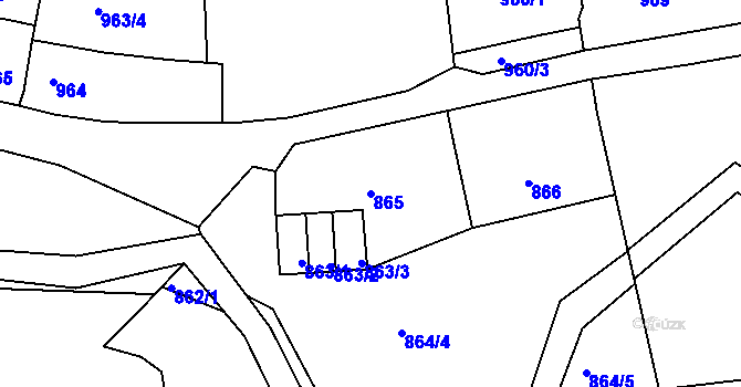 Parcela st. 865 v KÚ Bílina, Katastrální mapa