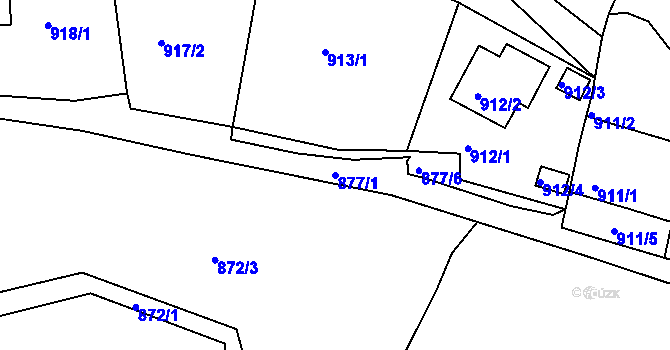 Parcela st. 877/1 v KÚ Bílina, Katastrální mapa