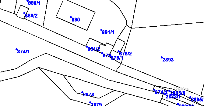 Parcela st. 879 v KÚ Bílina, Katastrální mapa