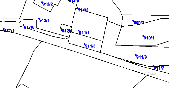 Parcela st. 911/5 v KÚ Bílina, Katastrální mapa