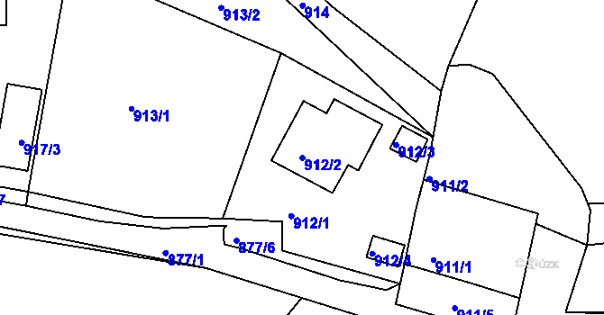 Parcela st. 912/2 v KÚ Bílina, Katastrální mapa
