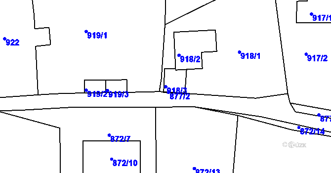 Parcela st. 918/3 v KÚ Bílina, Katastrální mapa