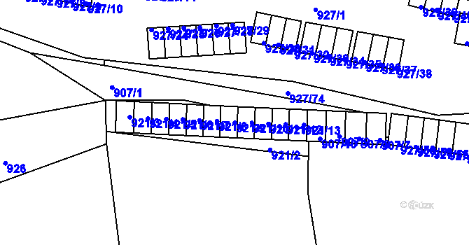 Parcela st. 921/9 v KÚ Bílina, Katastrální mapa