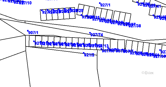 Parcela st. 921/11 v KÚ Bílina, Katastrální mapa
