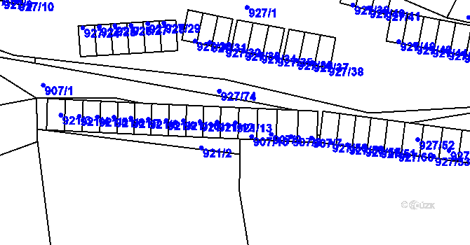 Parcela st. 921/13 v KÚ Bílina, Katastrální mapa