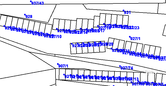 Parcela st. 927/26 v KÚ Bílina, Katastrální mapa