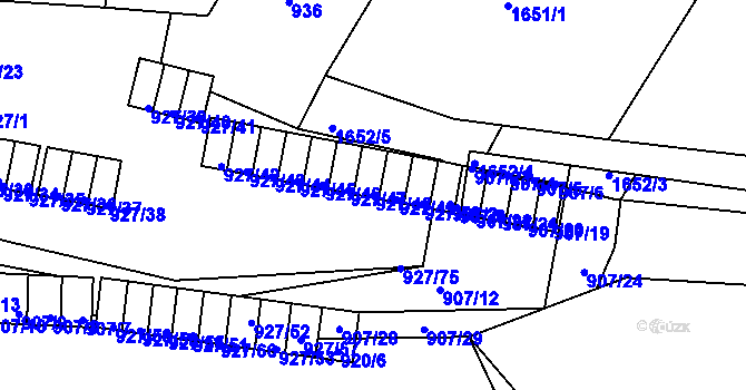 Parcela st. 927/48 v KÚ Bílina, Katastrální mapa