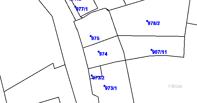 Parcela st. 974 v KÚ Bílina, Katastrální mapa