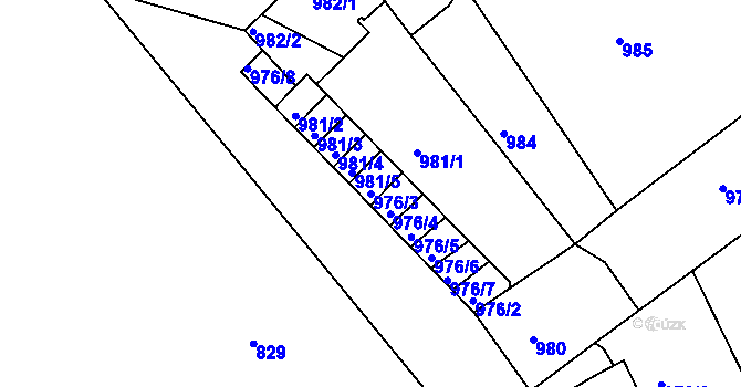 Parcela st. 976/3 v KÚ Bílina, Katastrální mapa