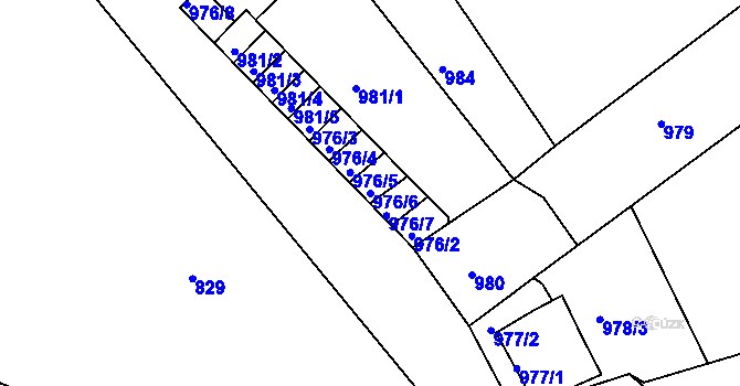Parcela st. 976/6 v KÚ Bílina, Katastrální mapa