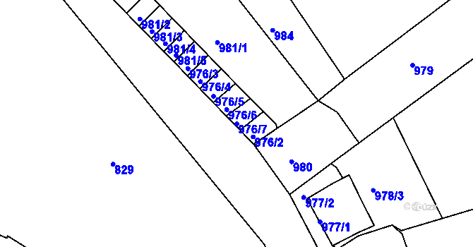 Parcela st. 976/7 v KÚ Bílina, Katastrální mapa