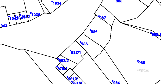 Parcela st. 983 v KÚ Bílina, Katastrální mapa