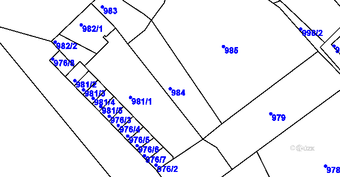 Parcela st. 984 v KÚ Bílina, Katastrální mapa