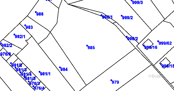 Parcela st. 985 v KÚ Bílina, Katastrální mapa
