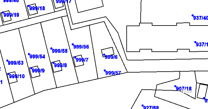 Parcela st. 999/6 v KÚ Bílina, Katastrální mapa