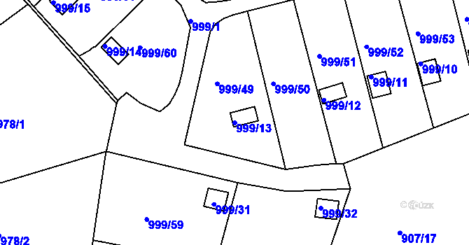 Parcela st. 999/13 v KÚ Bílina, Katastrální mapa