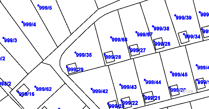 Parcela st. 999/28 v KÚ Bílina, Katastrální mapa