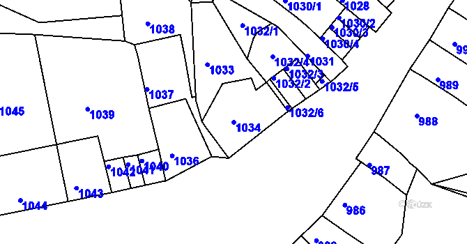 Parcela st. 1034 v KÚ Bílina, Katastrální mapa