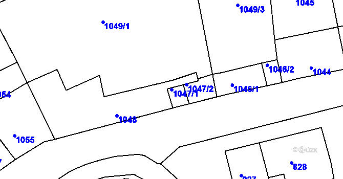 Parcela st. 1047/1 v KÚ Bílina, Katastrální mapa