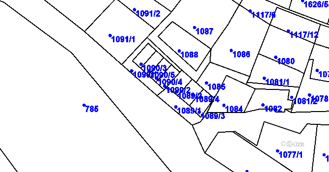 Parcela st. 1090/2 v KÚ Bílina, Katastrální mapa