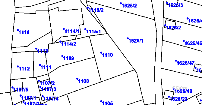 Parcela st. 1110 v KÚ Bílina, Katastrální mapa