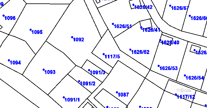 Parcela st. 1117/5 v KÚ Bílina, Katastrální mapa