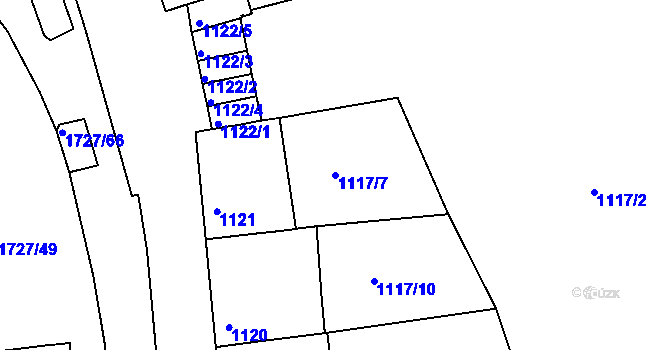 Parcela st. 1117/7 v KÚ Bílina, Katastrální mapa