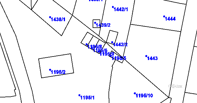 Parcela st. 1195/9 v KÚ Bílina, Katastrální mapa