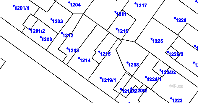 Parcela st. 1215 v KÚ Bílina, Katastrální mapa