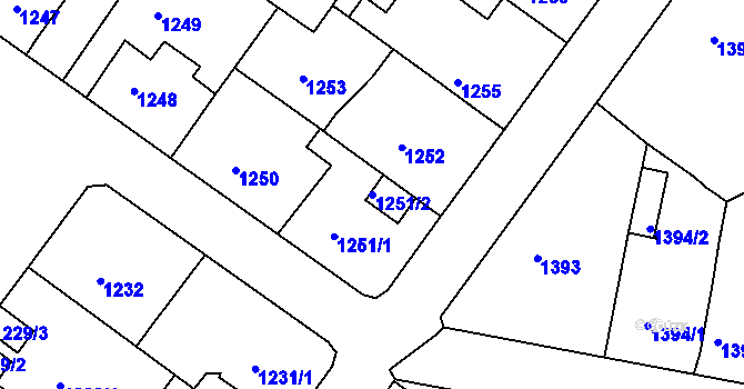 Parcela st. 1251/2 v KÚ Bílina, Katastrální mapa