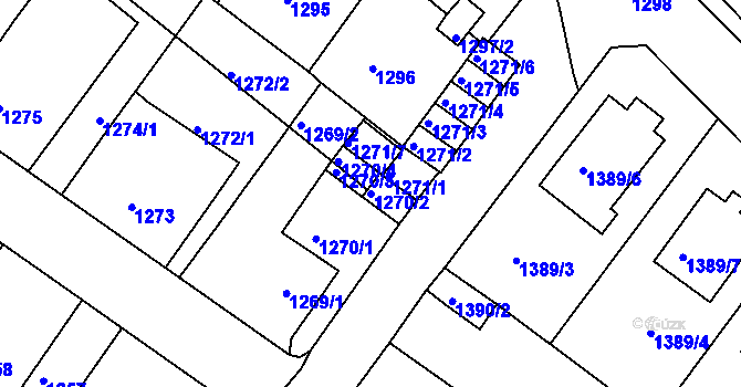 Parcela st. 1270/2 v KÚ Bílina, Katastrální mapa