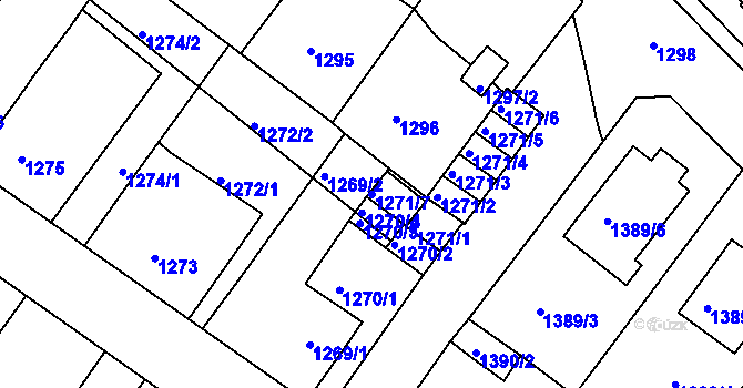 Parcela st. 1271/7 v KÚ Bílina, Katastrální mapa
