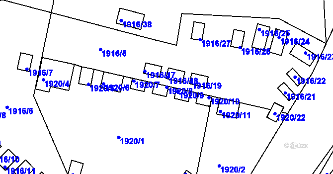 Parcela st. 1920/8 v KÚ Bílina, Katastrální mapa