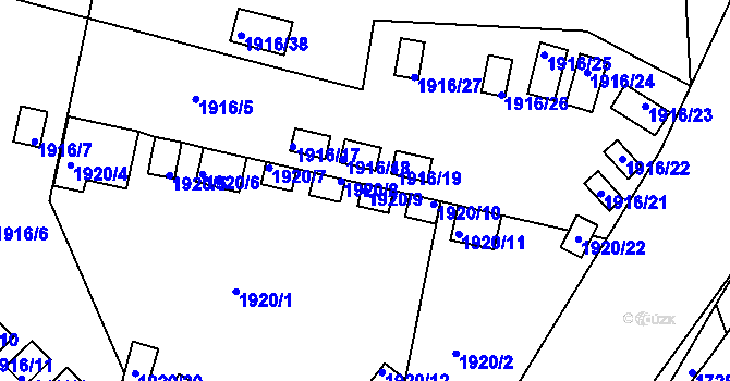 Parcela st. 1920/9 v KÚ Bílina, Katastrální mapa