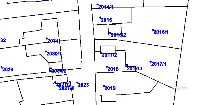 Parcela st. 2017/2 v KÚ Bílina, Katastrální mapa