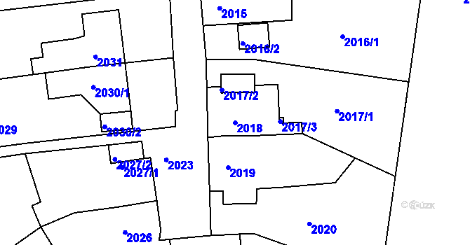 Parcela st. 2018 v KÚ Bílina, Katastrální mapa