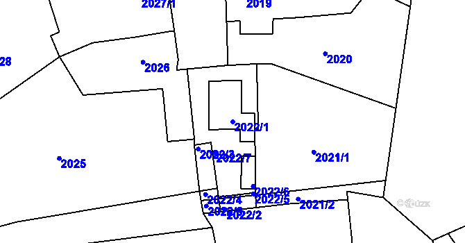 Parcela st. 2022/1 v KÚ Bílina, Katastrální mapa