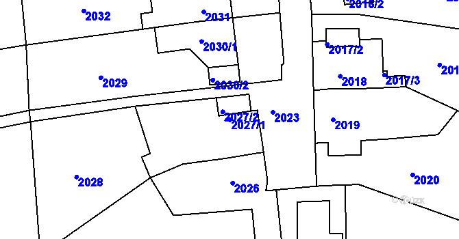 Parcela st. 2027/1 v KÚ Bílina, Katastrální mapa