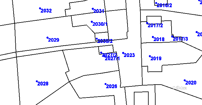 Parcela st. 2027/2 v KÚ Bílina, Katastrální mapa