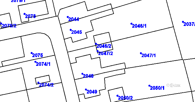Parcela st. 2047/2 v KÚ Bílina, Katastrální mapa