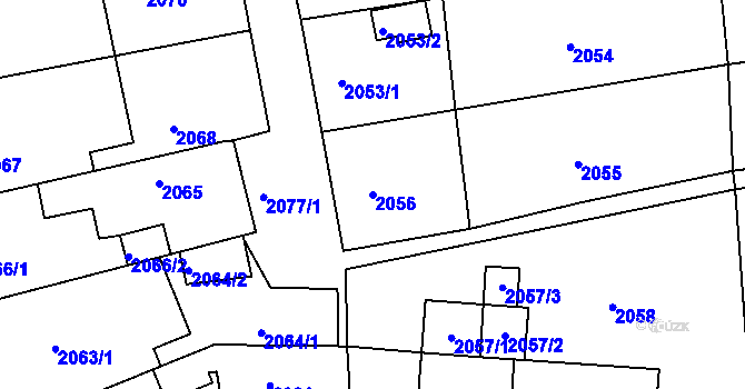 Parcela st. 2056 v KÚ Bílina, Katastrální mapa