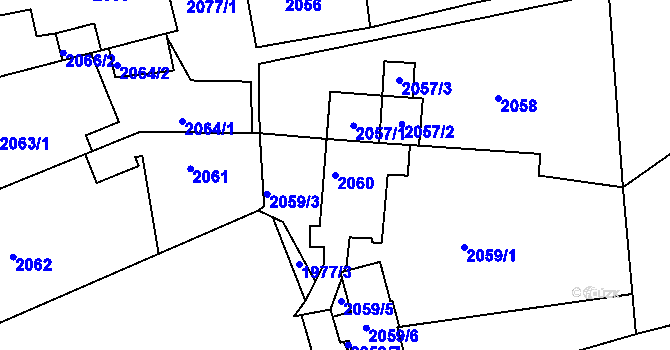 Parcela st. 2060 v KÚ Bílina, Katastrální mapa