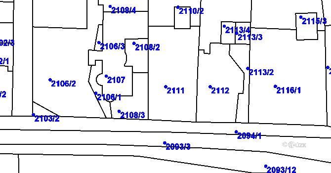 Parcela st. 2111 v KÚ Bílina, Katastrální mapa