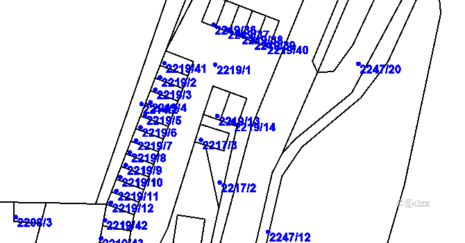 Parcela st. 2219/14 v KÚ Bílina, Katastrální mapa