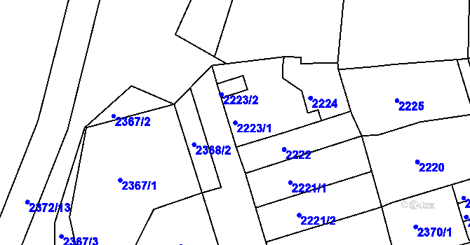 Parcela st. 2223/1 v KÚ Bílina, Katastrální mapa