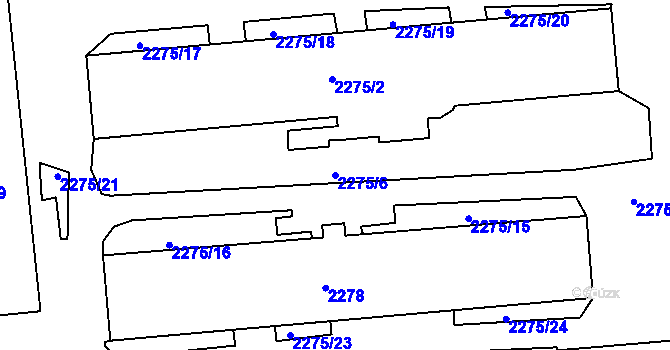 Parcela st. 2275/6 v KÚ Bílina, Katastrální mapa