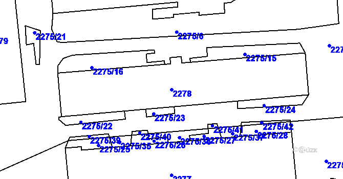 Parcela st. 2278 v KÚ Bílina, Katastrální mapa