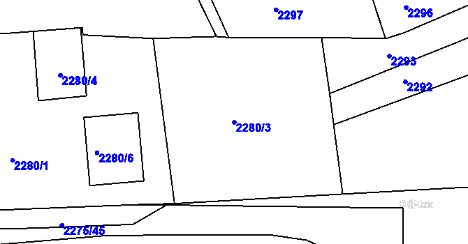 Parcela st. 2280/3 v KÚ Bílina, Katastrální mapa