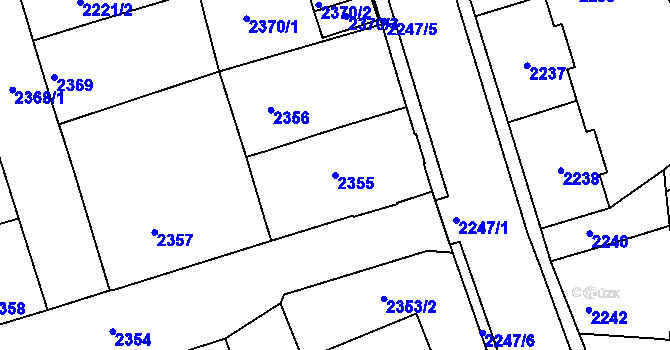 Parcela st. 2355 v KÚ Bílina, Katastrální mapa