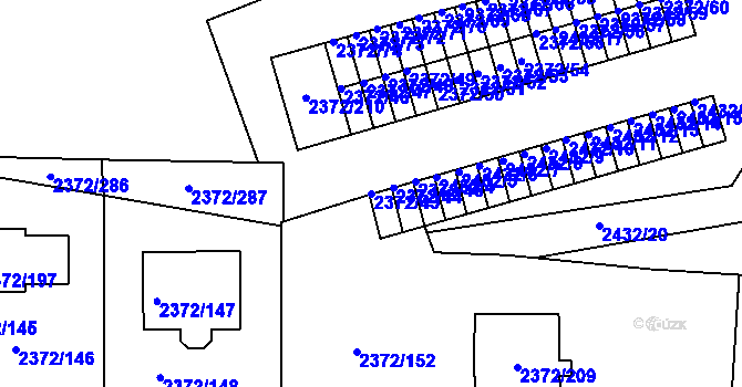 Parcela st. 2372/43 v KÚ Bílina, Katastrální mapa